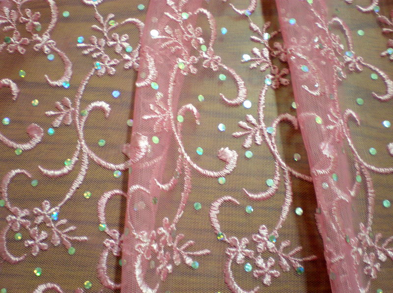 5.Dark Blush Sequins Lace